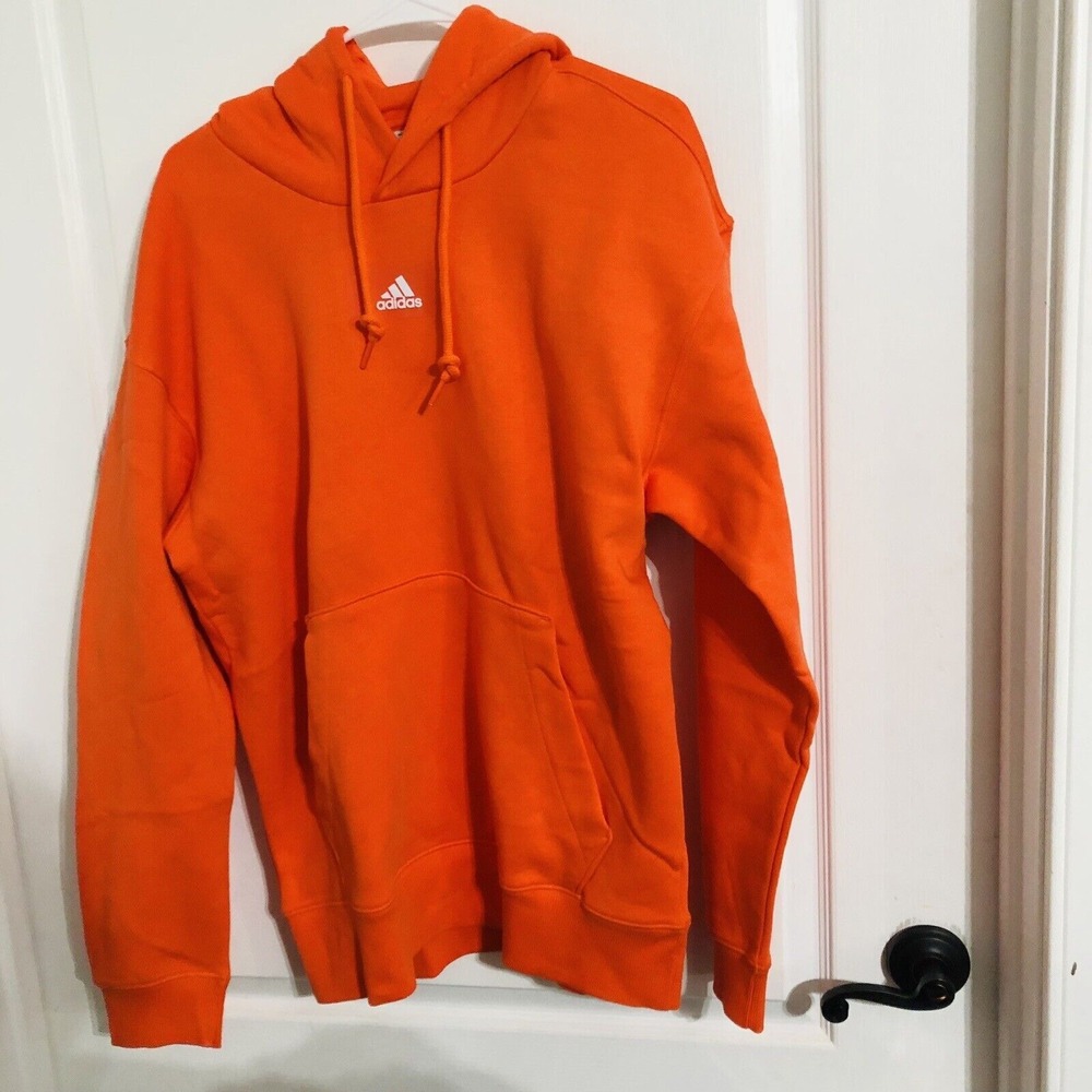 Adidas Orange Trefoil Logo Hoodie Pullover Sweatshirt Men's Size Medium NWT